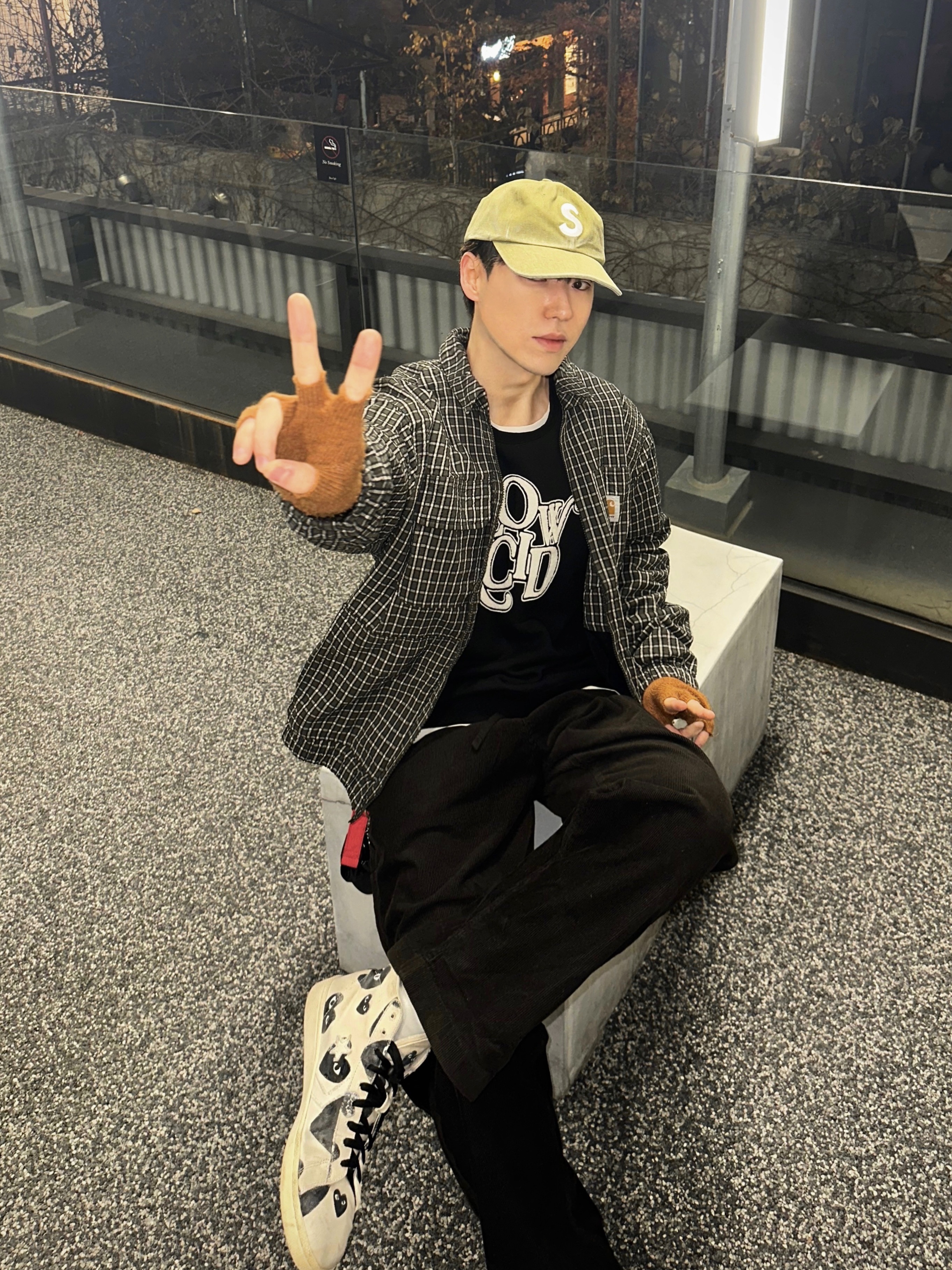 Supreme Pigment Canvas S Logo 6-Panel Olive - 23SS 착용 스타일