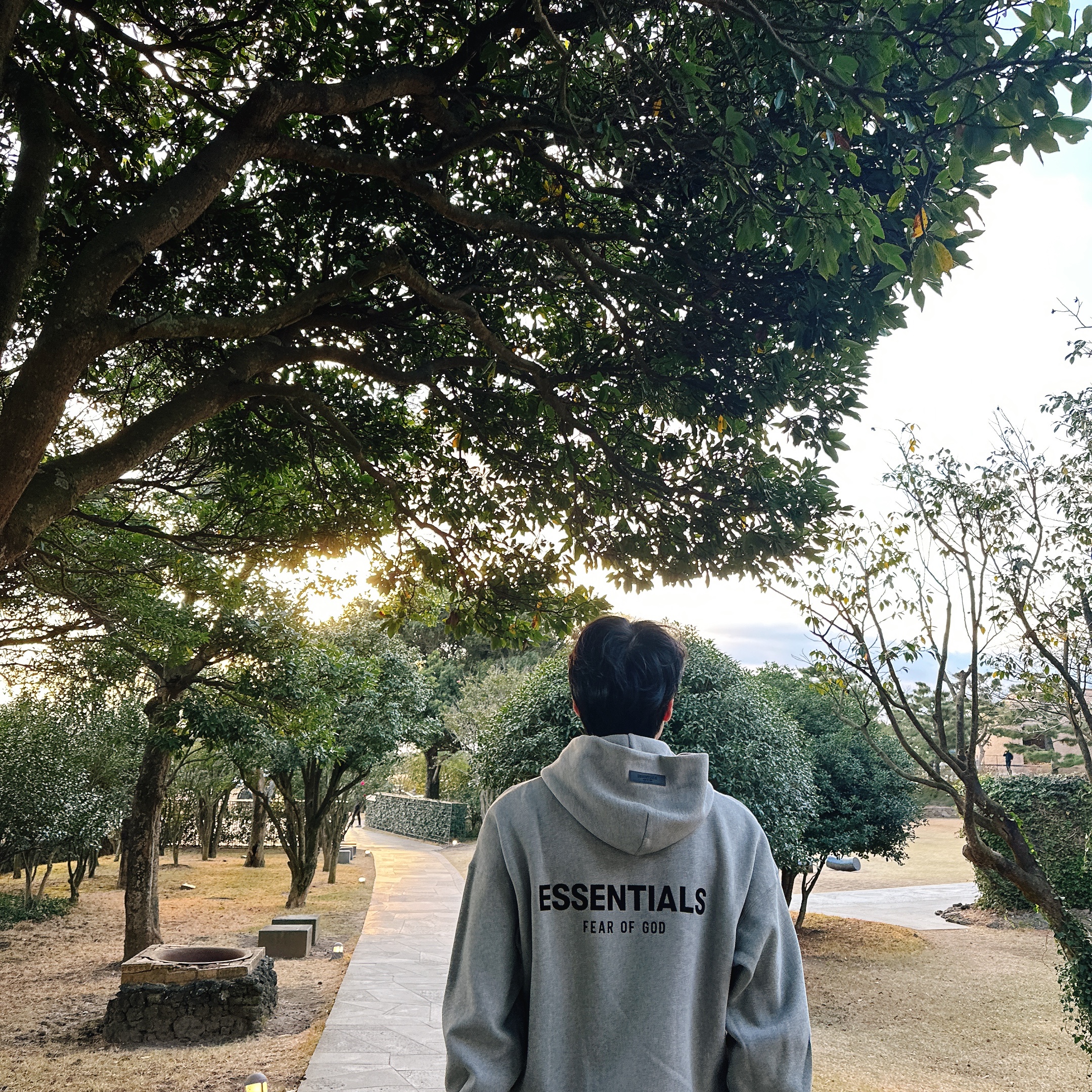 Essentials The Core Collection Hoodie Dark Oatmeal 착용 스타일