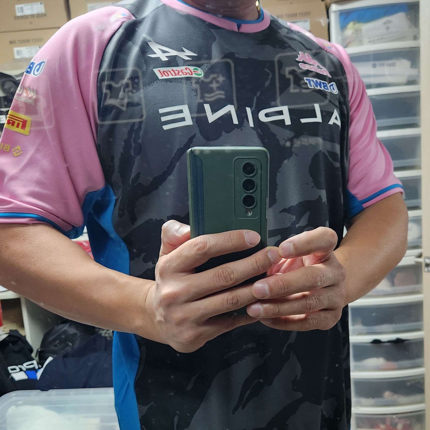 Palace x Kappa For Alpine Driver Jersey Night Desert Camo - 23FW 착용 스타일