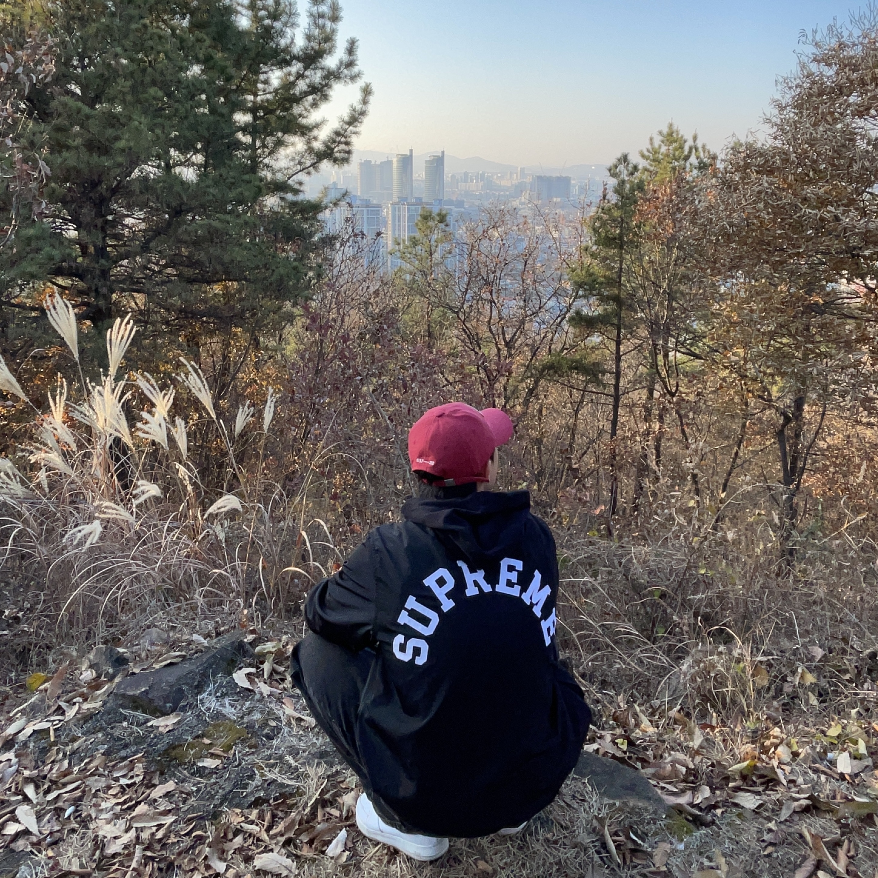 Emis Wappen Ball Cap Red 착용 스타일 - 2