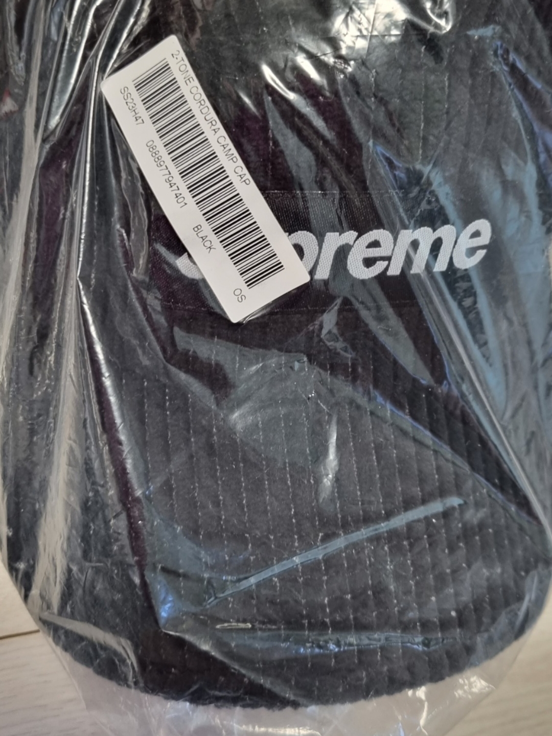 Supreme 2-Tone Corduroy Camp Cap Black - 23SS 착용 스타일