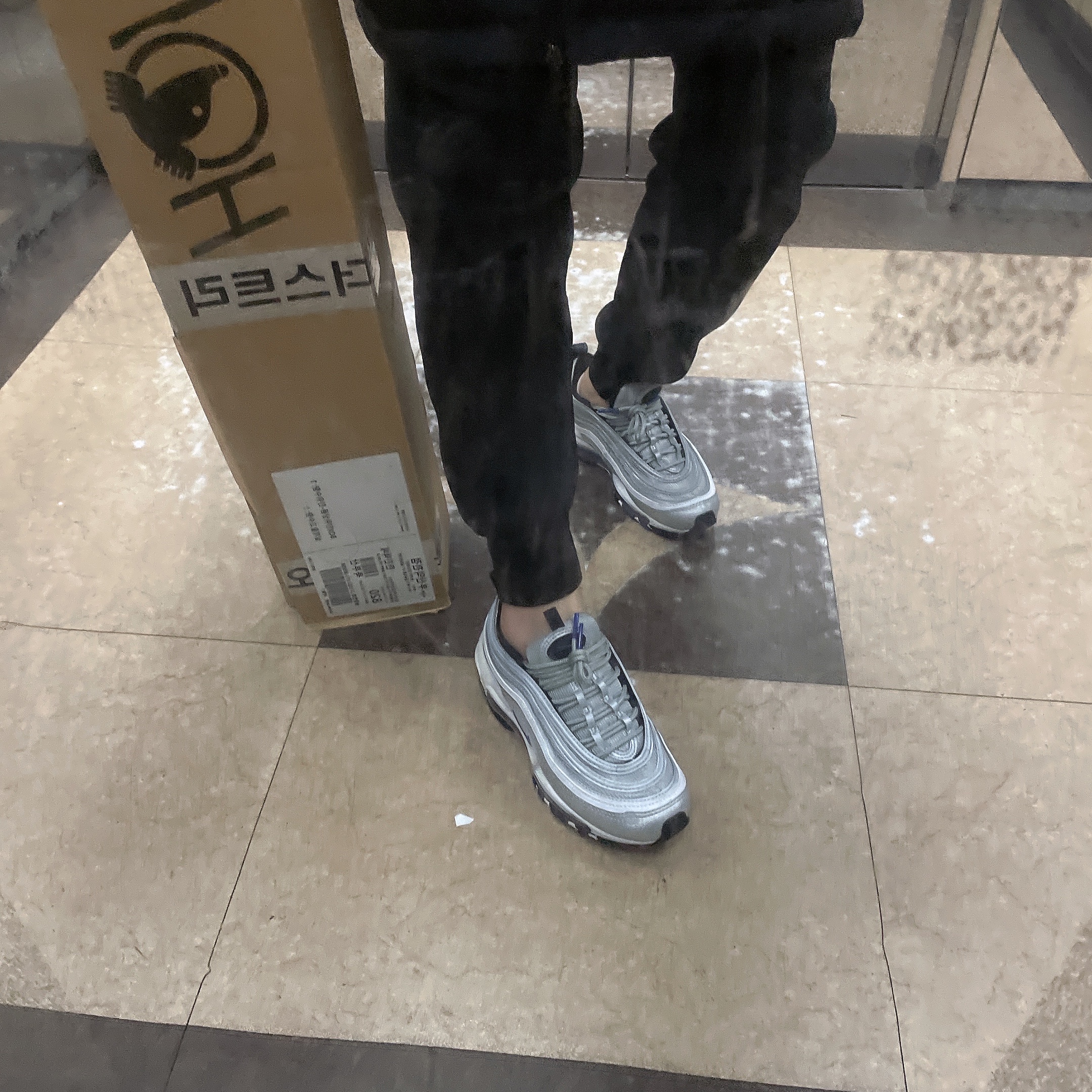 (GS) Nike Air Max 97 Silver Blue 착용 스타일 - 1