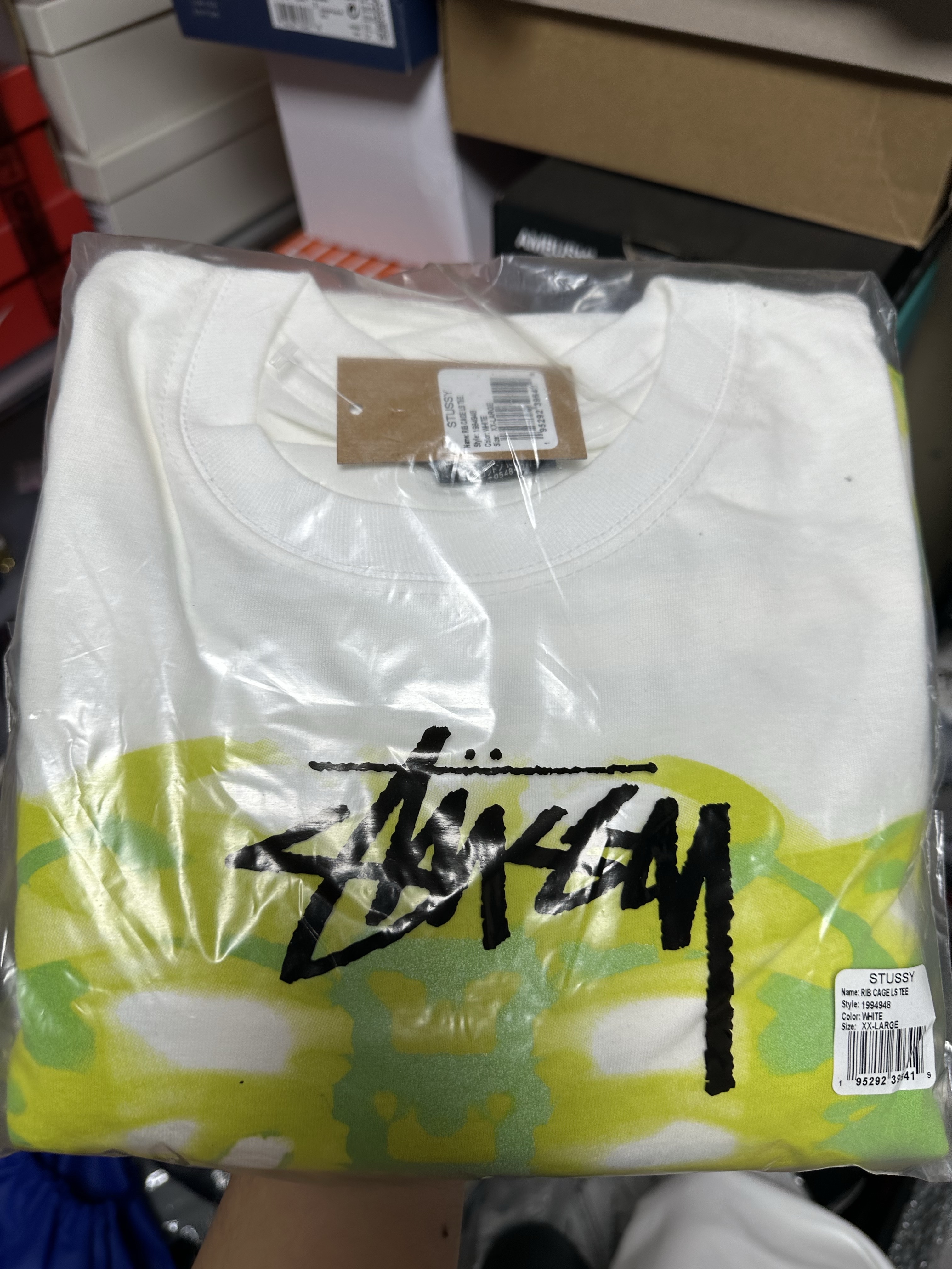 Stussy Rib Cage LS T-Shirt White 착용 스타일