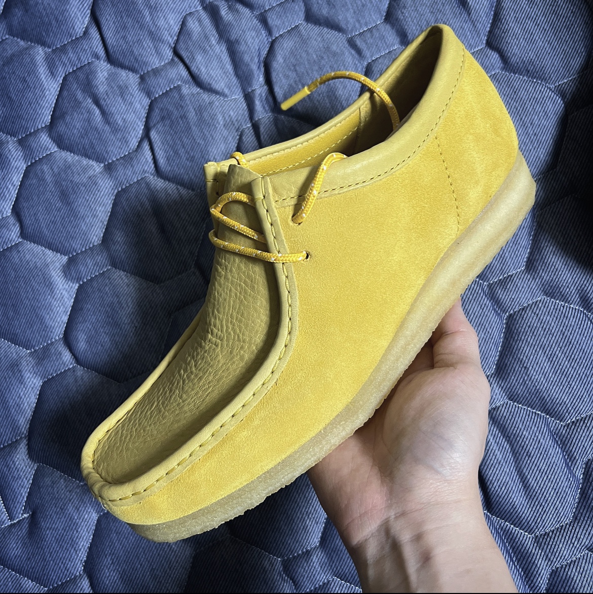 Clarks Wallabee Yellow Suede, Clarks Wallabee Maple Suede 착용 스타일