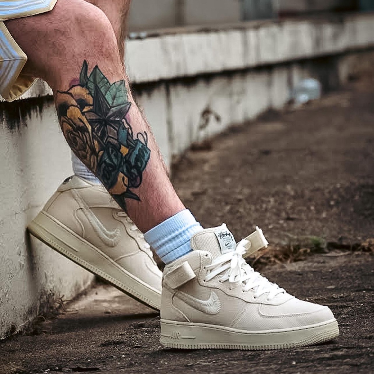 Nike x Stussy Air Force 1 '07 Mid SP Fossil 착용 스타일 - 3