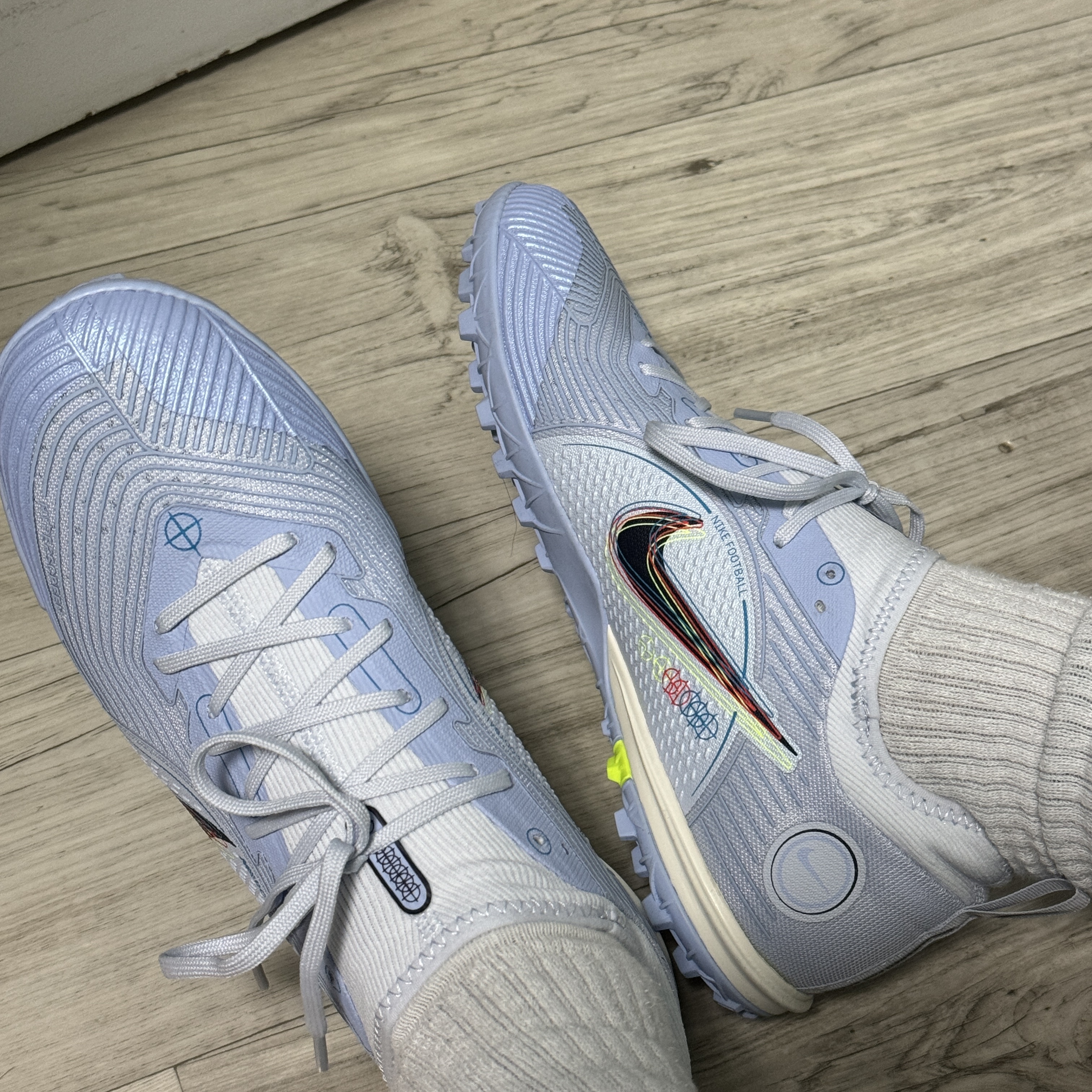 Nike Zoom Mercurial Vapor 14 Pro TF Grey Blackened Blue 착용 스타일 - 1