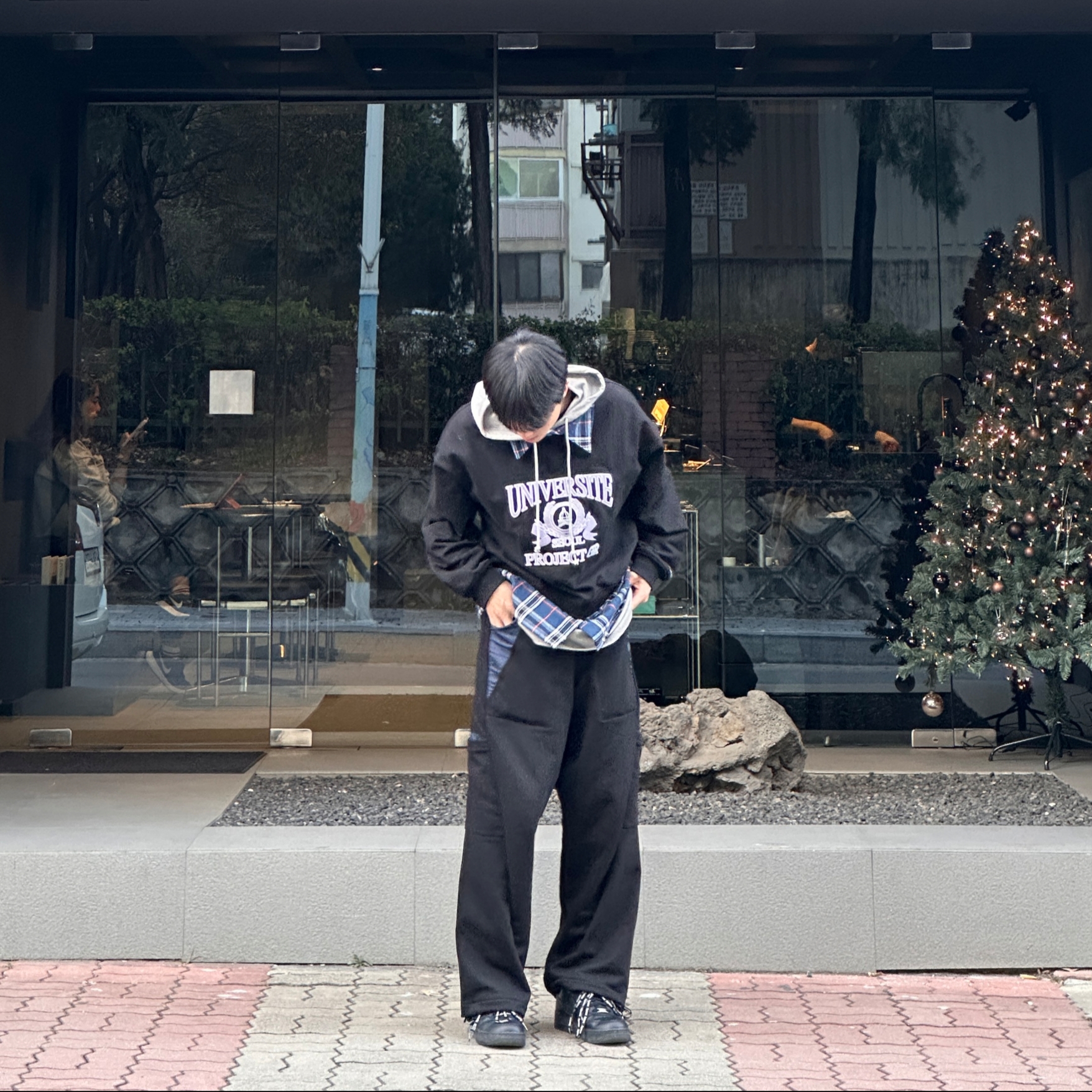 Project G/R 3 Layered Top Black, Nike x Supreme Air Force 1 Low Black 착용 스타일 - 1