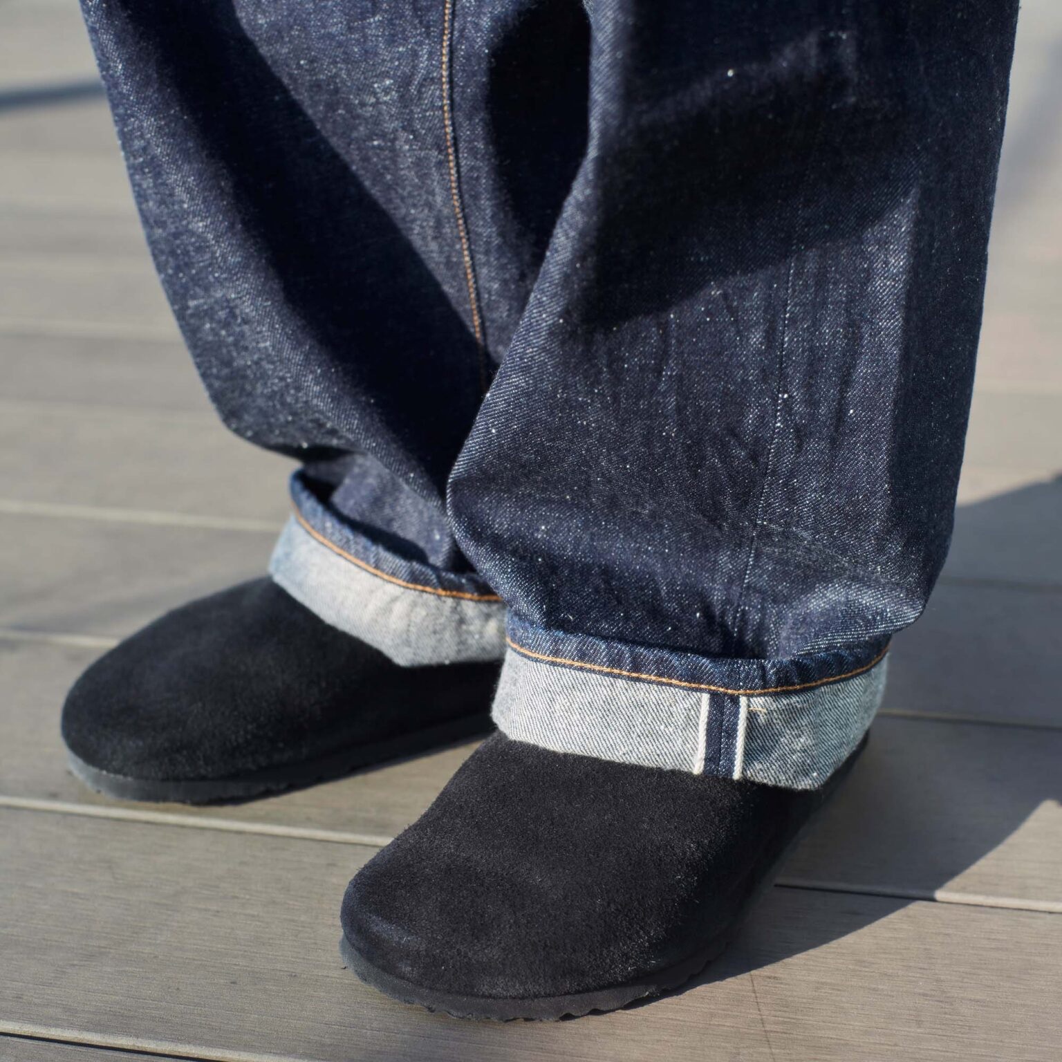 Birkenstock Boston Soft Footbed Suede Leather Black - Regular 착용 스타일