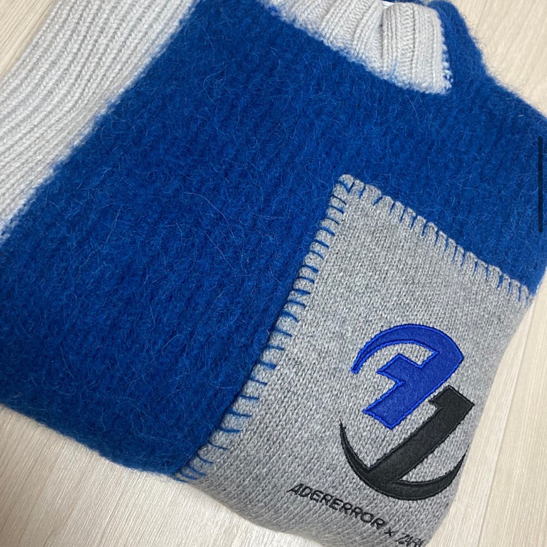 Zara x Ader Error Patchwork Oversize Knit Sweater Multicolor 착용 스타일