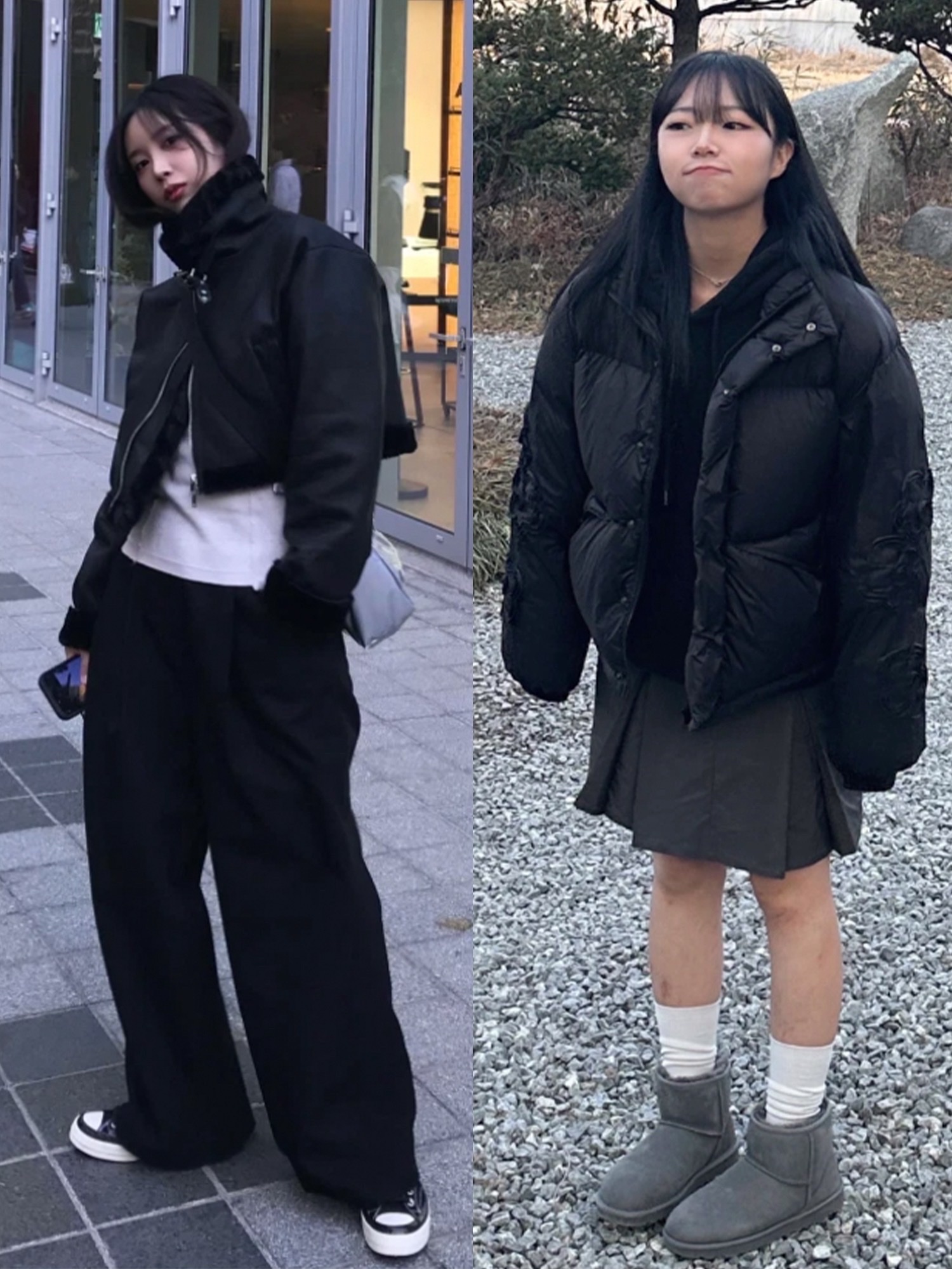 (W) UGG Classic Mini II Boots Chestnut, Converse x Moncler x Fragment Chuck 70 Ox Fraylor III Black 착용 스타일 - 2