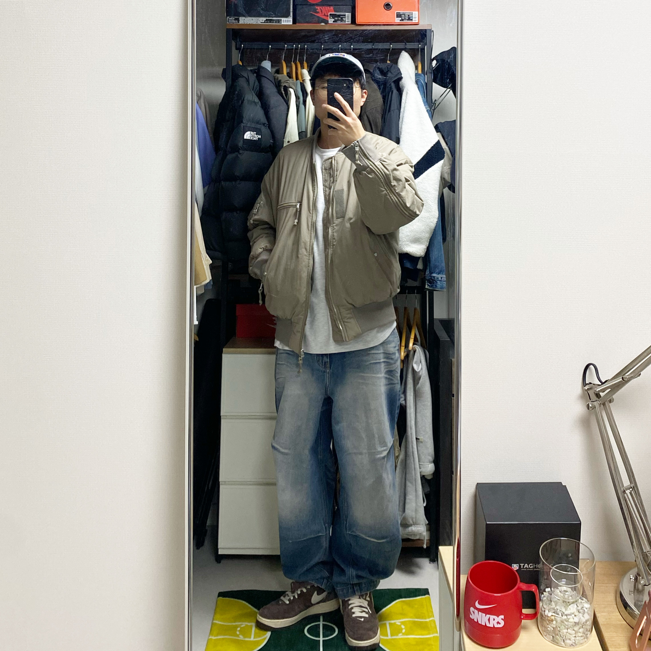 Double RL Garment Dyeing Twill Ball Cap Blue, Nike Air Force 1 Mid '07 QS Chocolate 착용 스타일