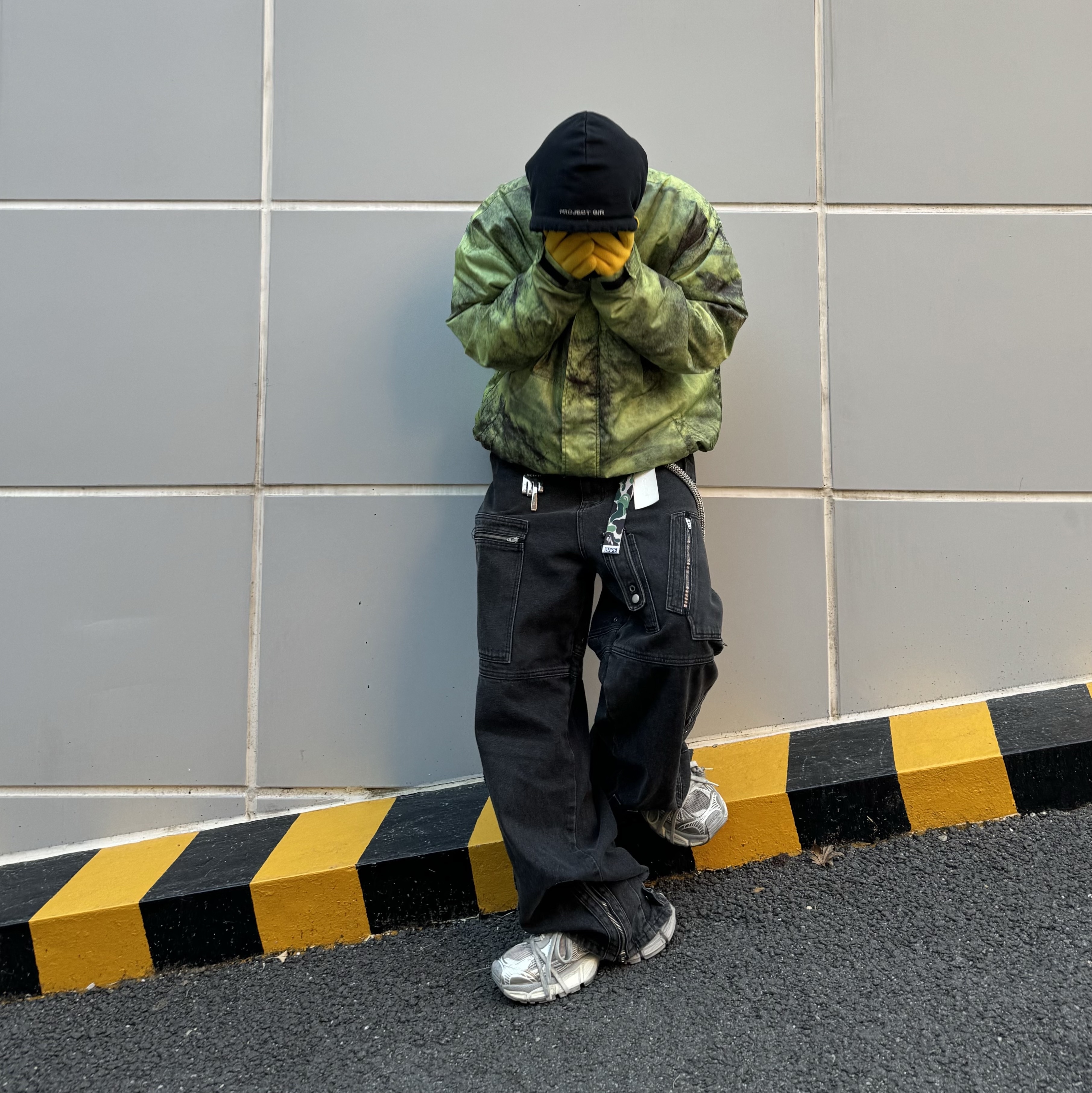 Project G/R Flight Denim Pants Black, Balenciaga 3XL Sneakers Light Beige 착용 스타일 - 2