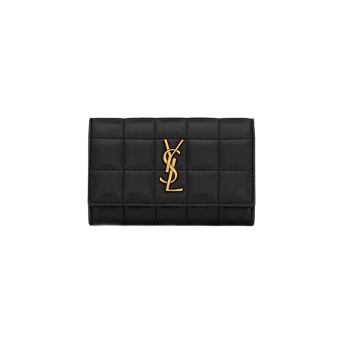 Saint Laurent Cassandre Matelasse Carre Compact Card Case In Lambskin Black 상세 이미지 1