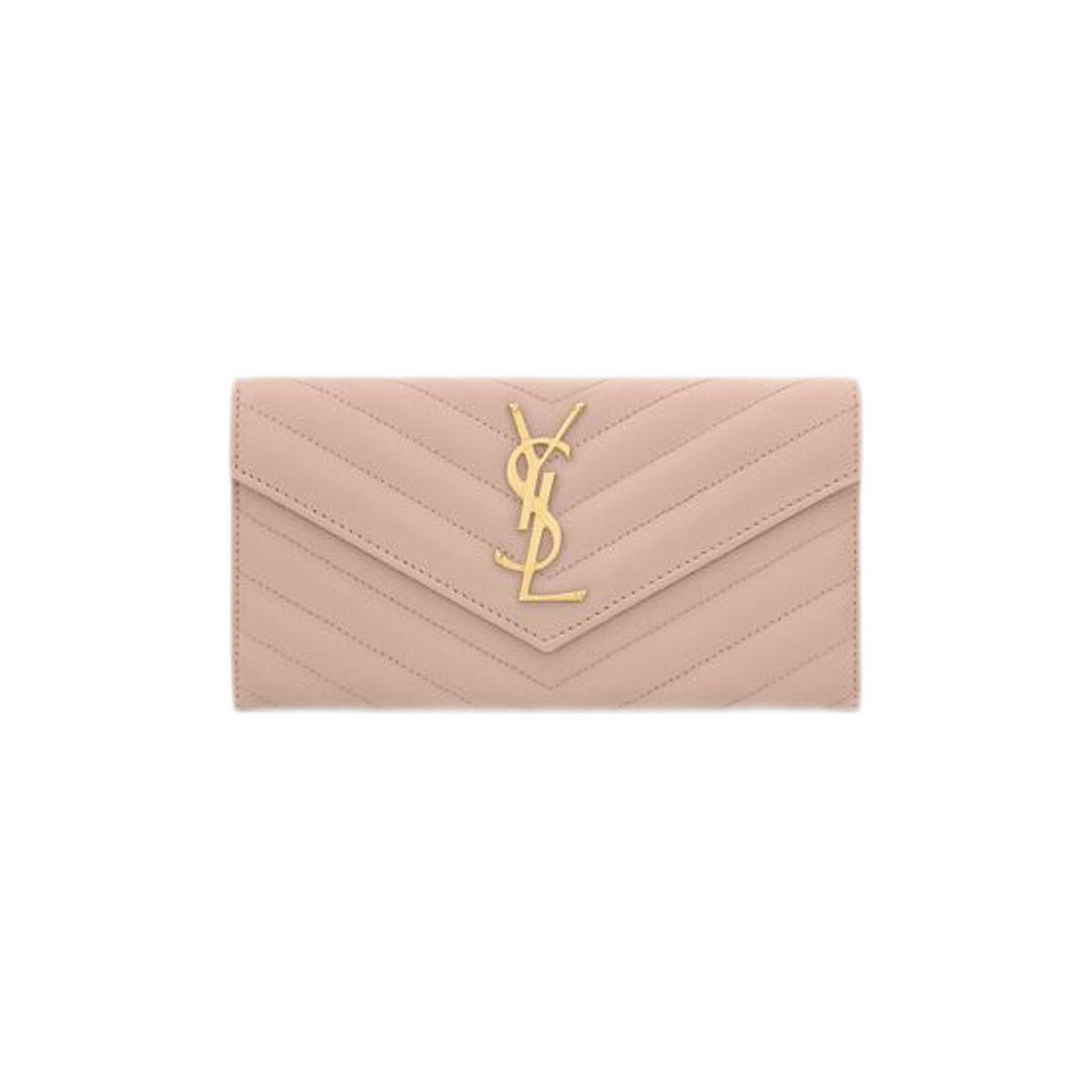 Saint Laurent Cassandre Matelasse Large Flap Wallet In Grain De Poudre Embossed Leather Pale Pink 상세 이미지 1