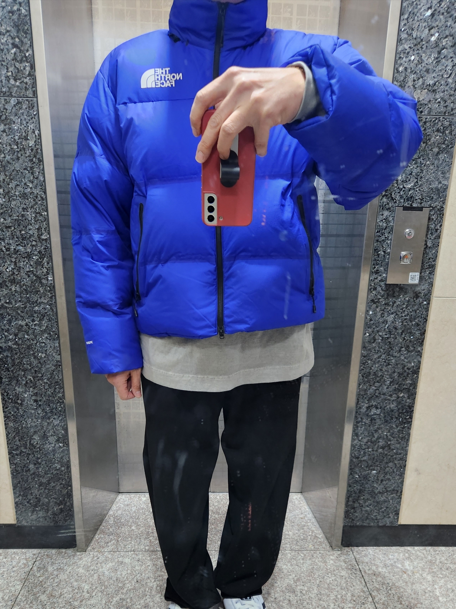 The North Face RMST Nuptse Jacket Lapis Blue 착용 스타일 - 2