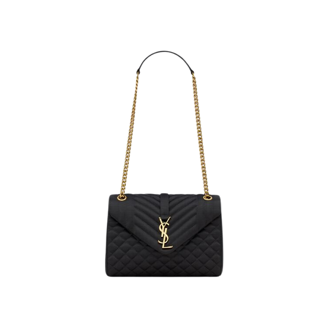 Saint Laurent Medium Envelope In Quilted Leather And Textured Satin Black 상세 이미지 1