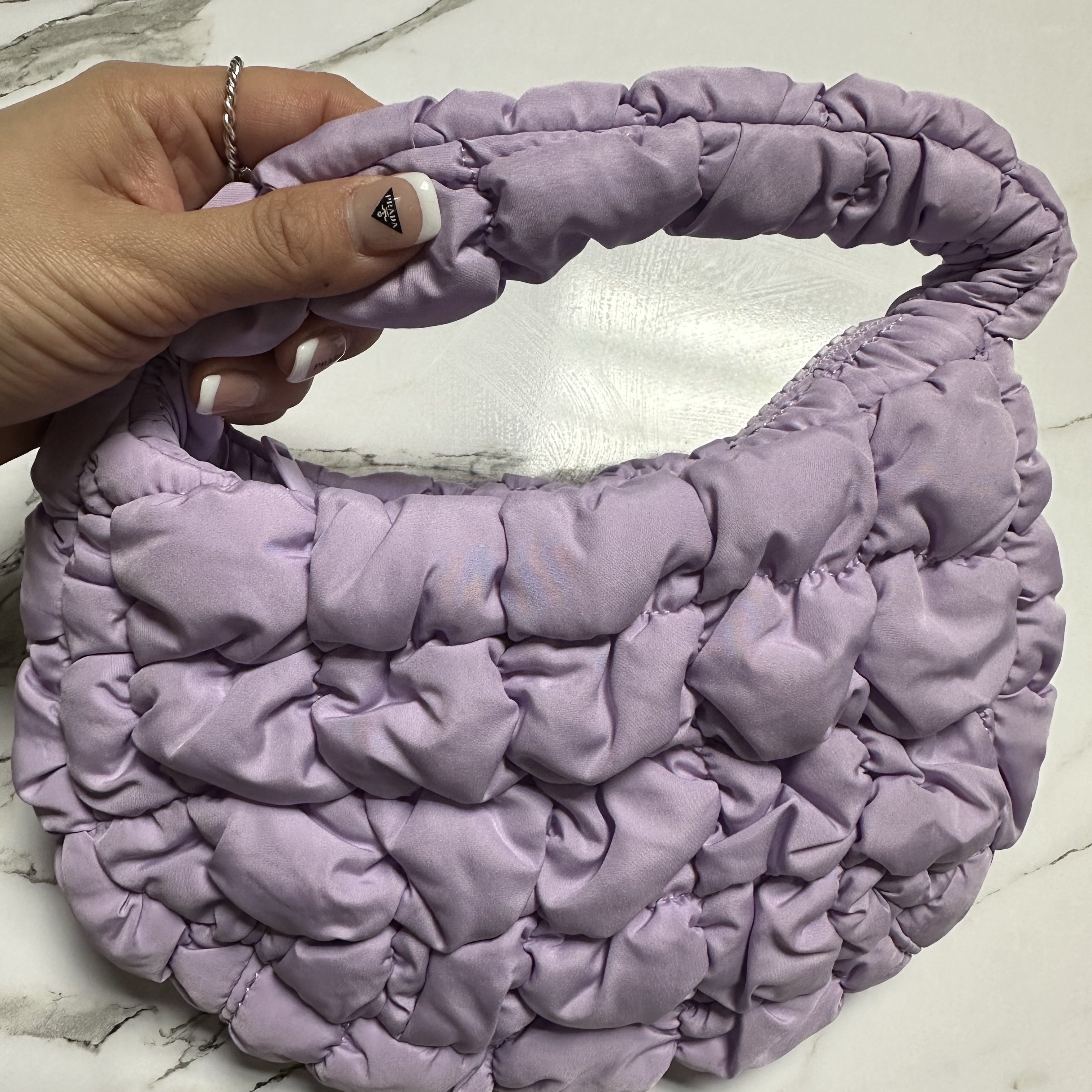 COS Quilted Micro Bag Purple 착용 스타일