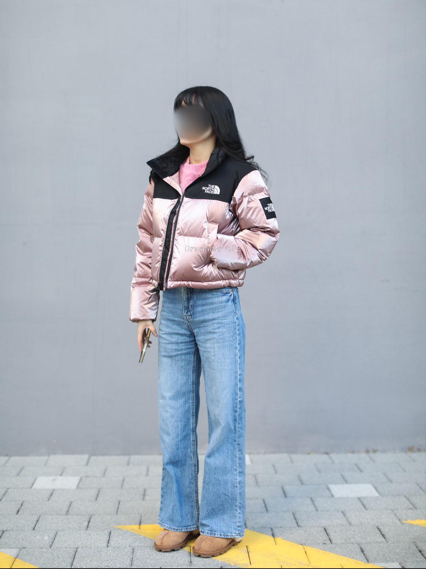 (W) The North Face White Label Novelty Nuptse Down Jacket SE Pink 착용 스타일