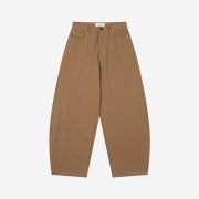 Waviness Oblique Curved Chino Pants Sand Camel