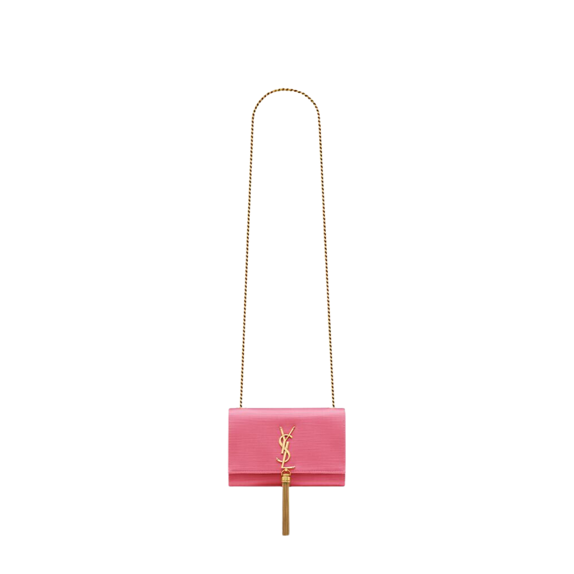 Saint Laurent Small Kate Tassel In Satin Coral Rose 상세 이미지 1