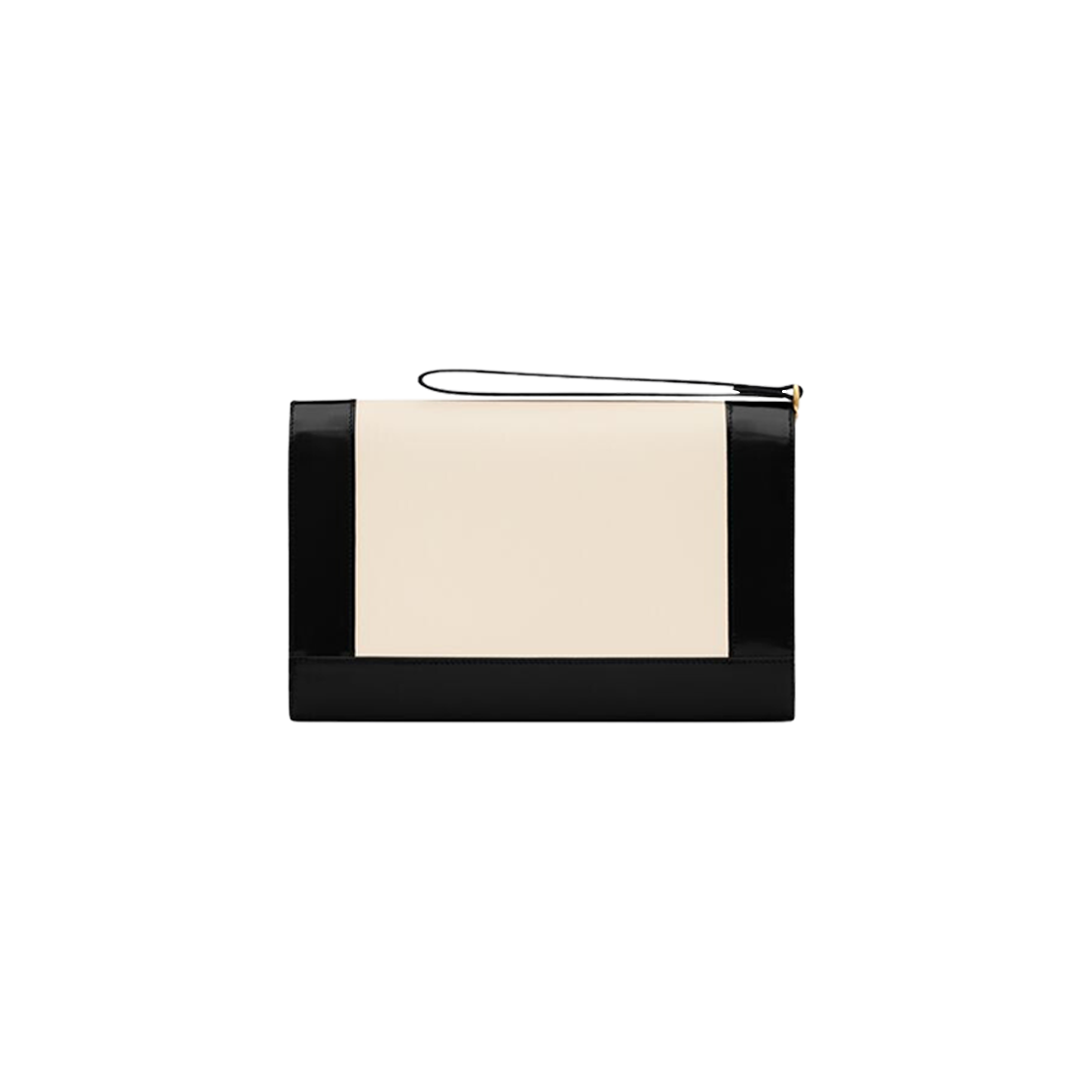 Saint Laurent Cassandre Flap Pouch In Lambskin And Brushed Leather Off White Black 상세 이미지 2