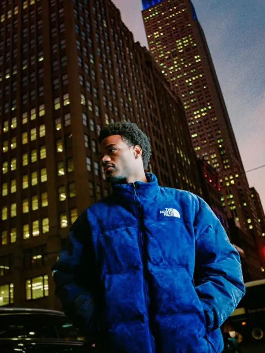 Supreme x The North Face Suede Nuptse Jacket Blue - 23FW, Supreme x The North Face Suede Mountain Pant Blue - 23FW 착용 스타일 - 2