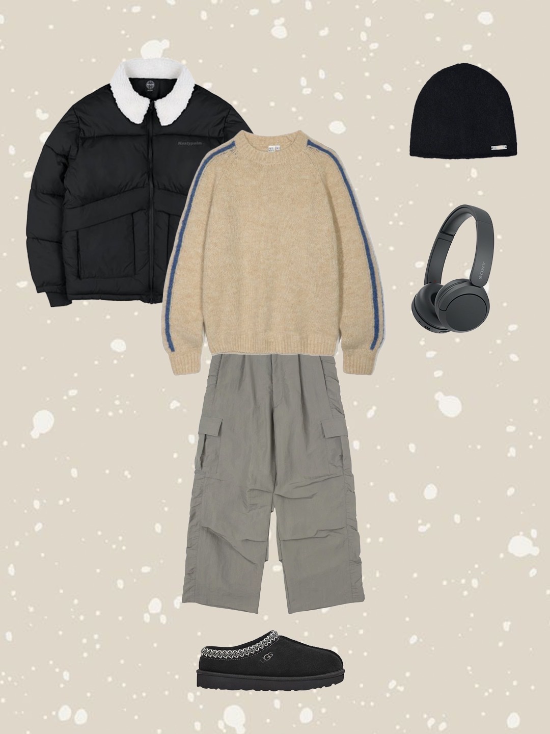 Asics Gelburst 26 Low Triple White, The North Face Gore-Tex Earmuff Cap Black 착용 스타일 - 5