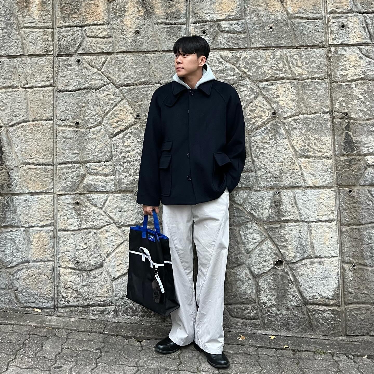 Ader Error Shopper Bag Noir 착용 스타일 - 1