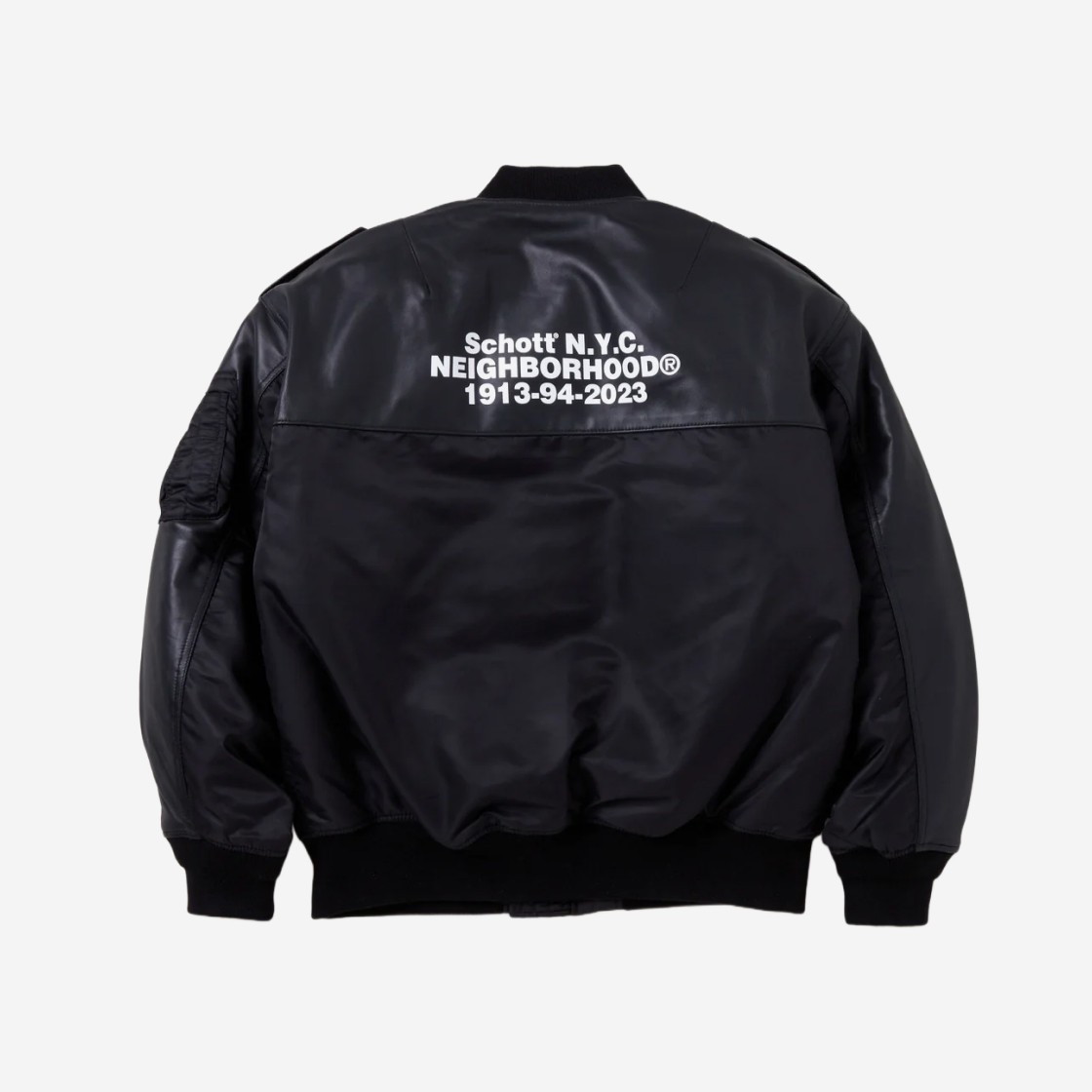 Neighborhood x Schott Leather Combi Ma-1 Jacket Black 상세 이미지 2