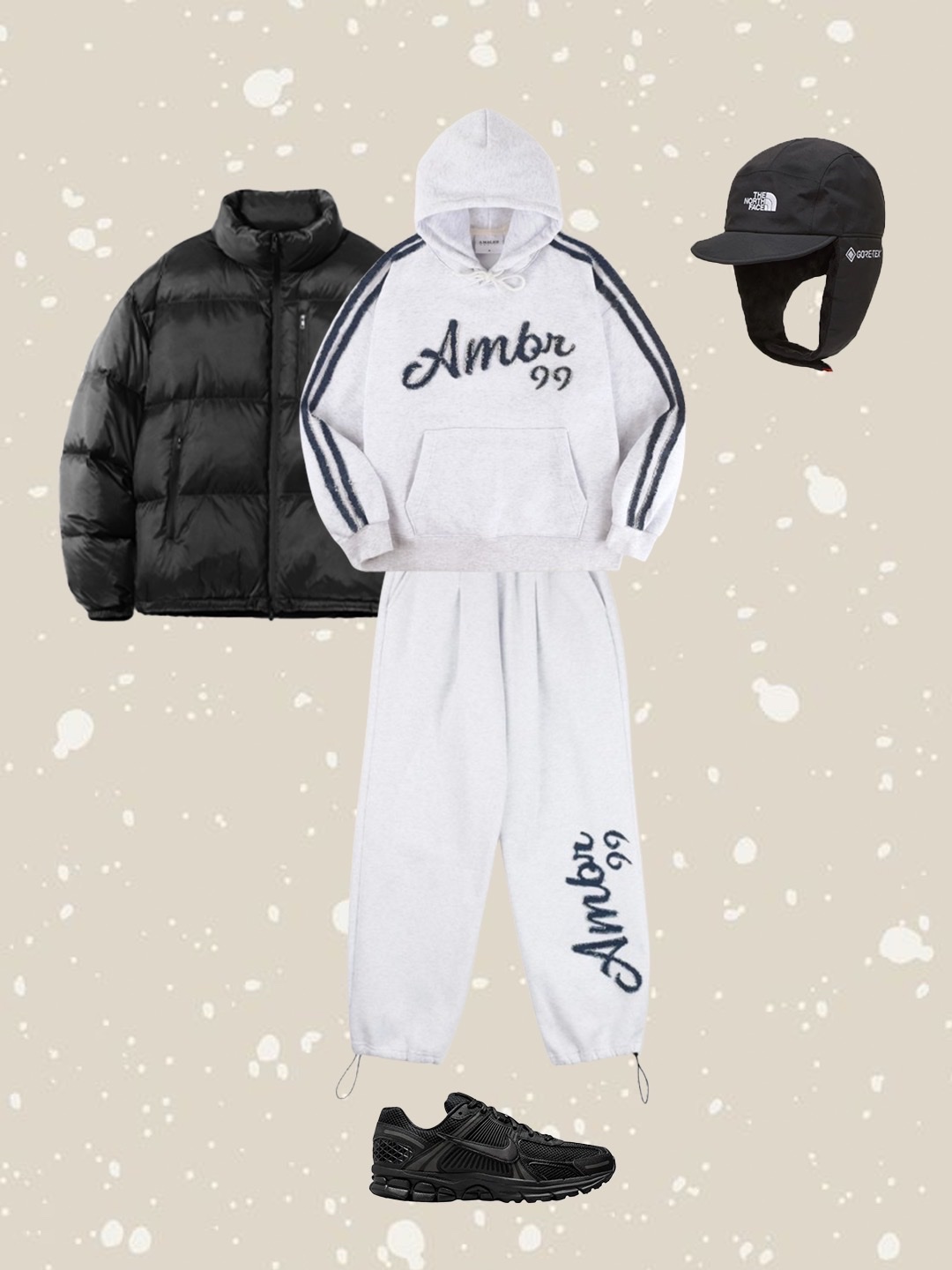 Asics Gelburst 26 Low Triple White, The North Face Gore-Tex Earmuff Cap Black 착용 스타일 - 3