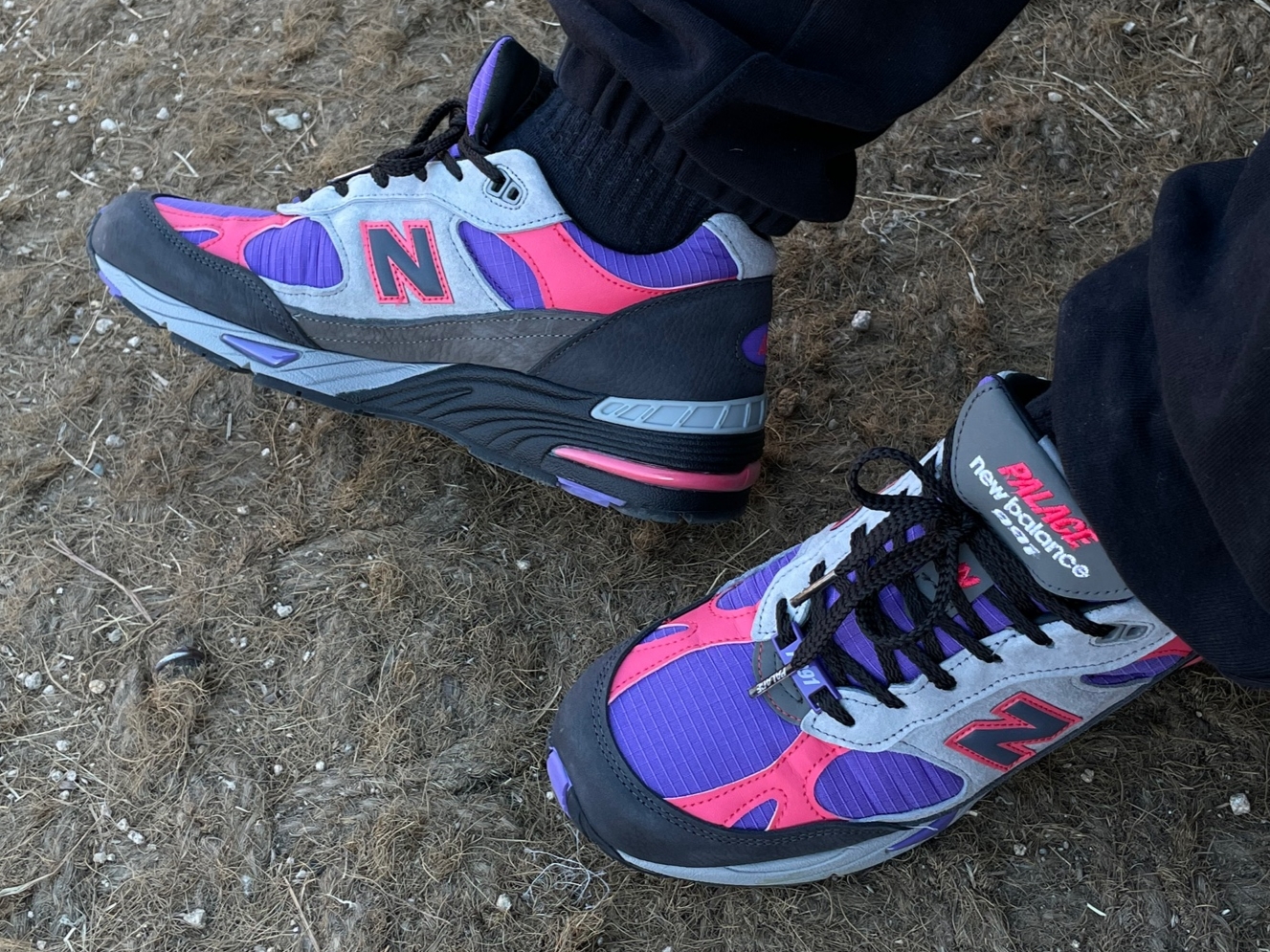 New Balance x Palace 991 Made in UK Black Ultra Violet 착용 스타일