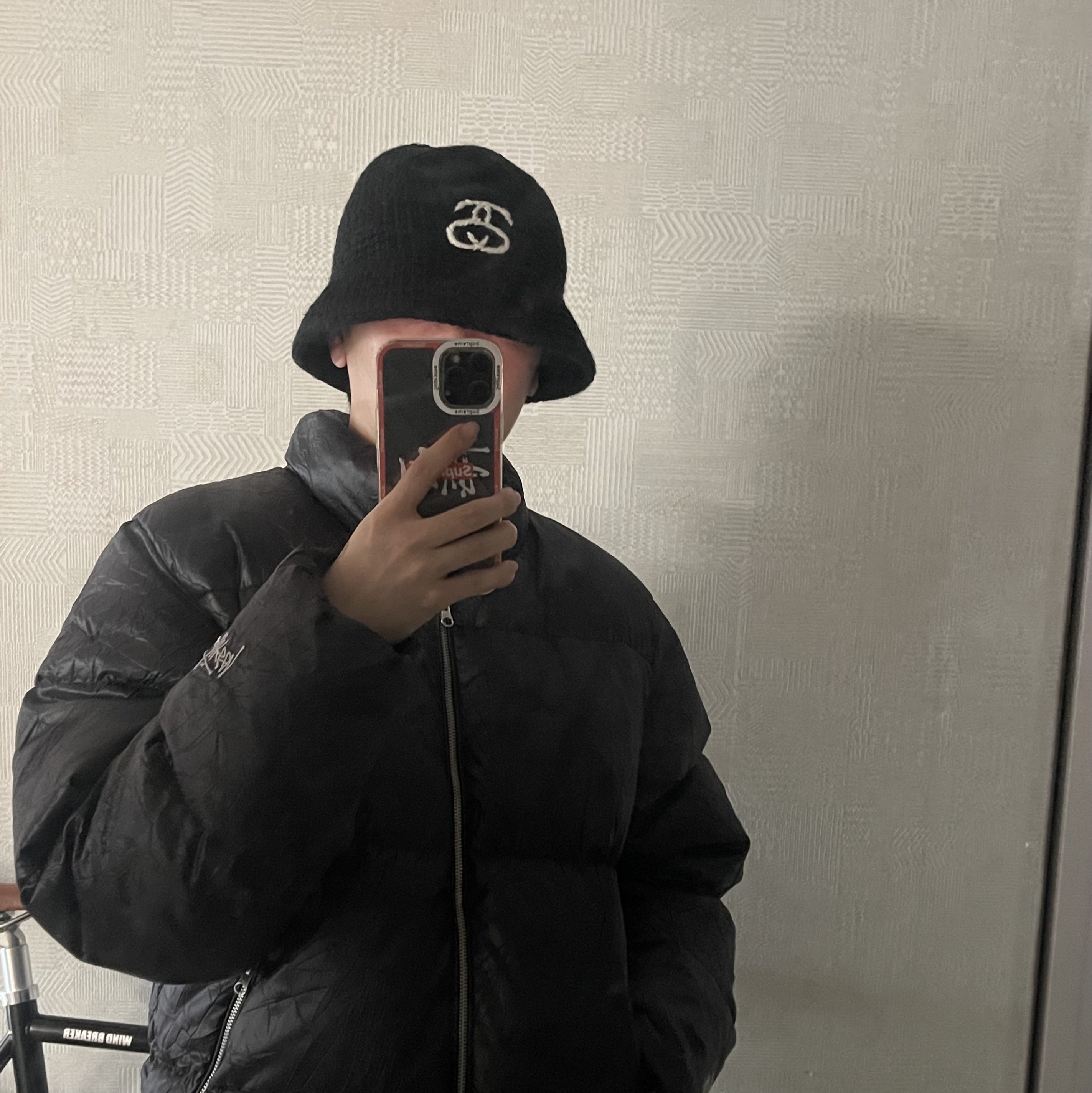 STUSSY Wrinkled Nylon Down Puffer Black｜ファッション