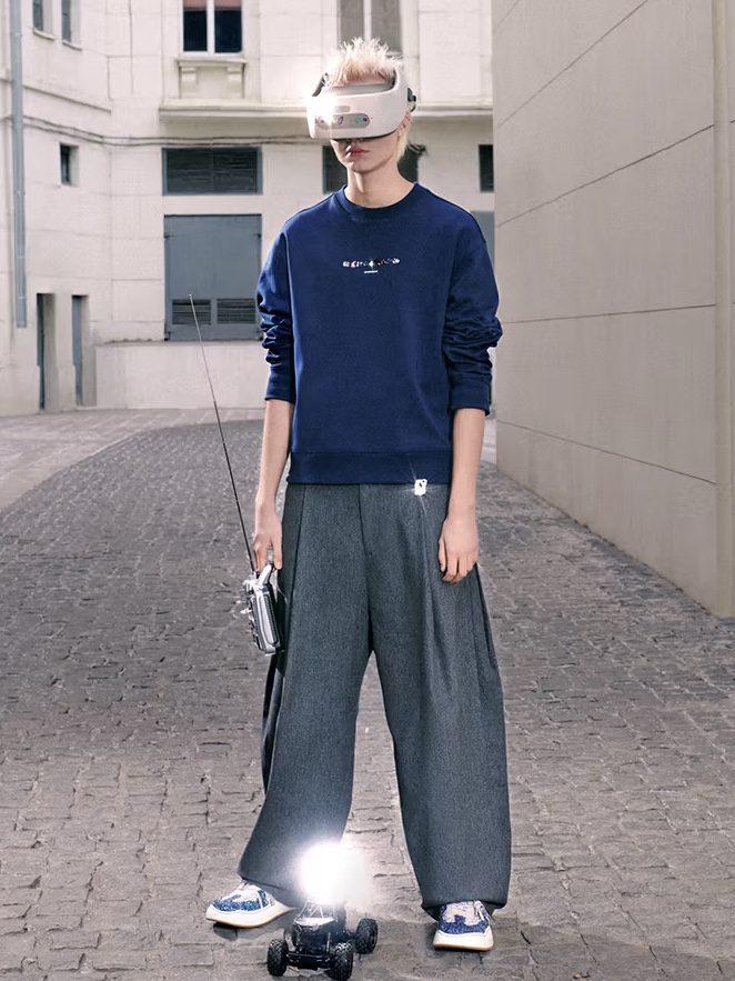 Ader Error Gemma Beanie Blue, Ader Error Gemma Cardigan Blue 착용 스타일 - 3