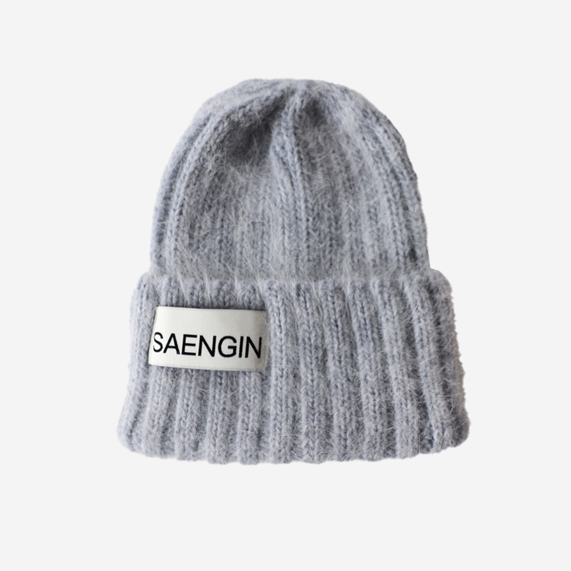 23WTAC010 Saenginstudios Angora Color Beanie Blue Gray