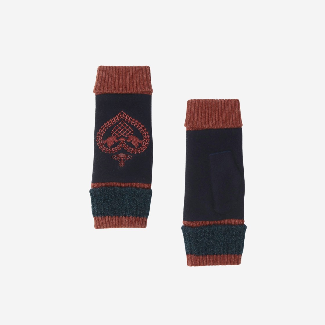 (W) Vivienne Westwood Cardy Embroidery Gloves Navy 상세 이미지 1