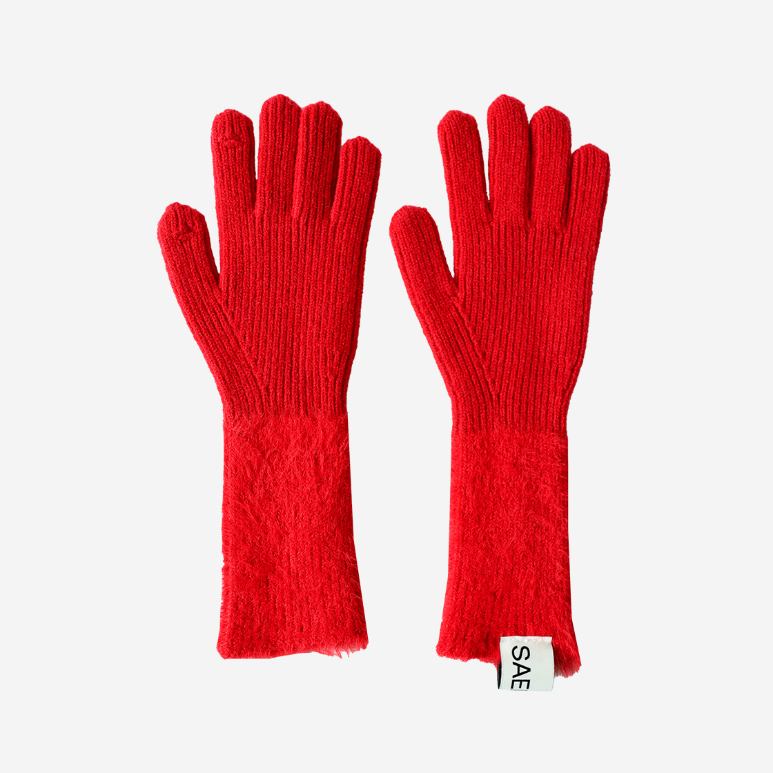 23WTAC014 Saenginstudios Fur Finger Gloves Red