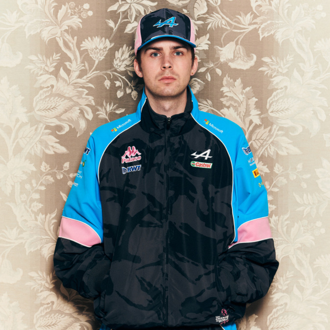Palace x Gucci Leather Jacket with Embroideries and Patches Black, Palace x Adidas Hooded Firebird Track Top Black - 23SS 착용 스타일 - 8