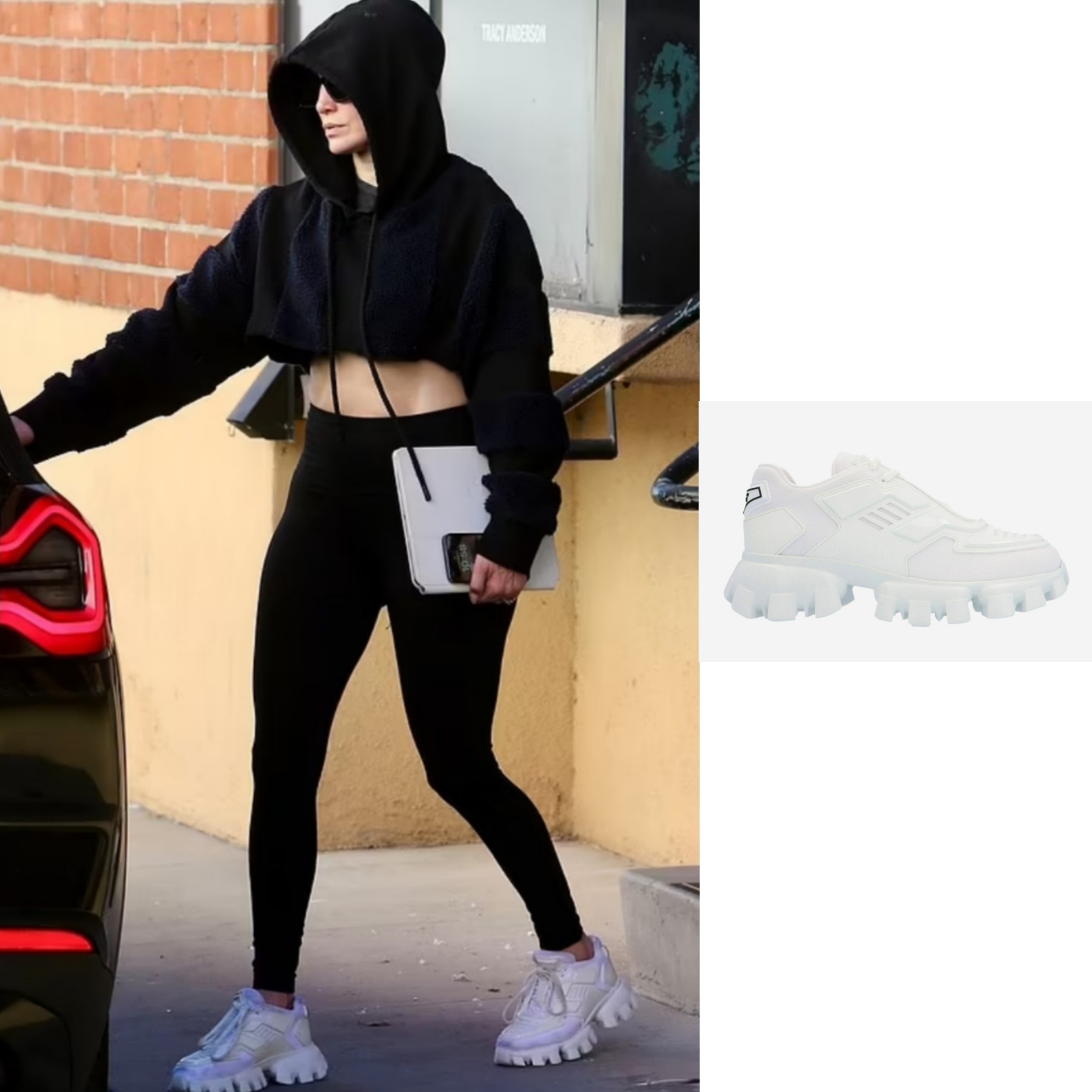 (W) Prada Cloudbust Thunder Sneakers White 착용 스타일