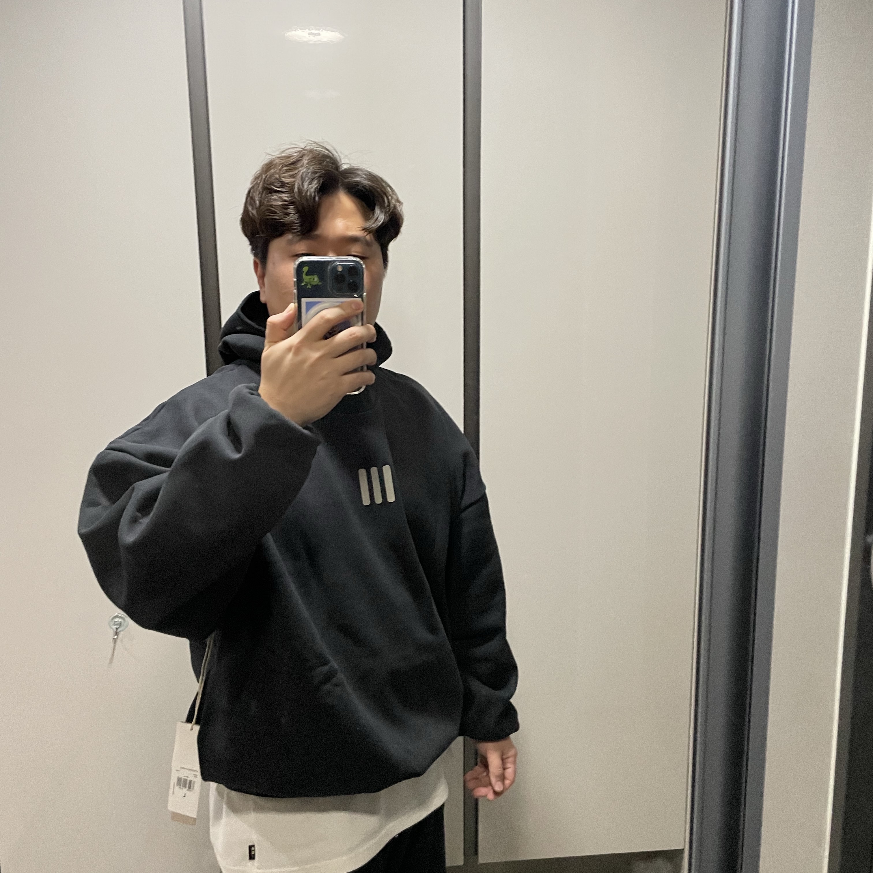 Adidas x Fear of God Athletics Heavy Fleece Hoodie Black - KR Sizing 착용 스타일 - 2