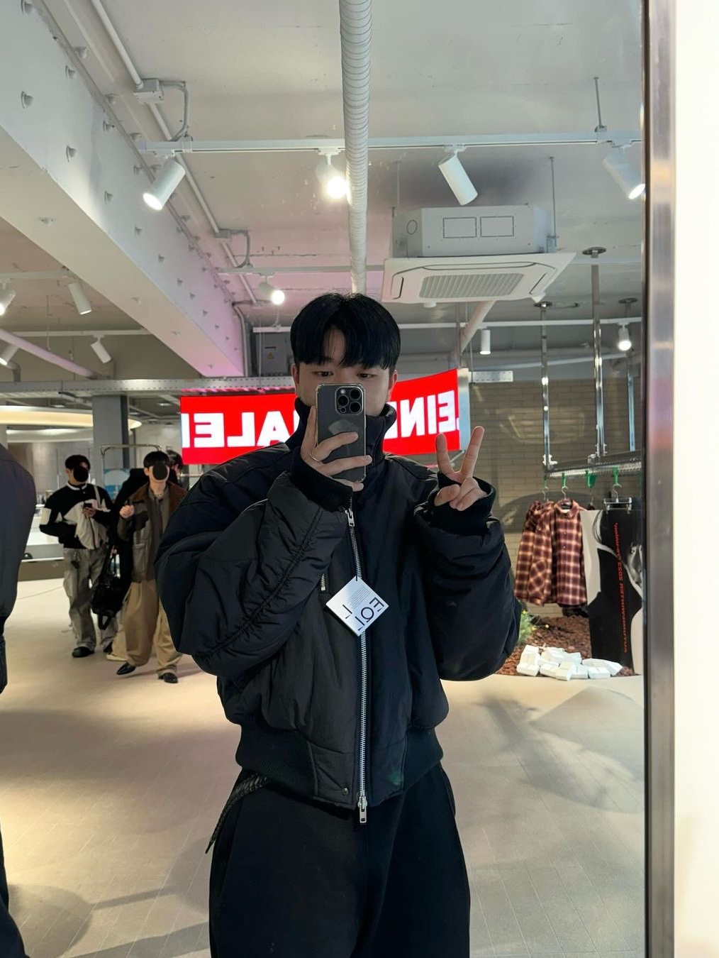 Haleine Highneck Bomber Padding Black, Haleine Highneck Bomber Padding Khaki Beige 착용 스타일