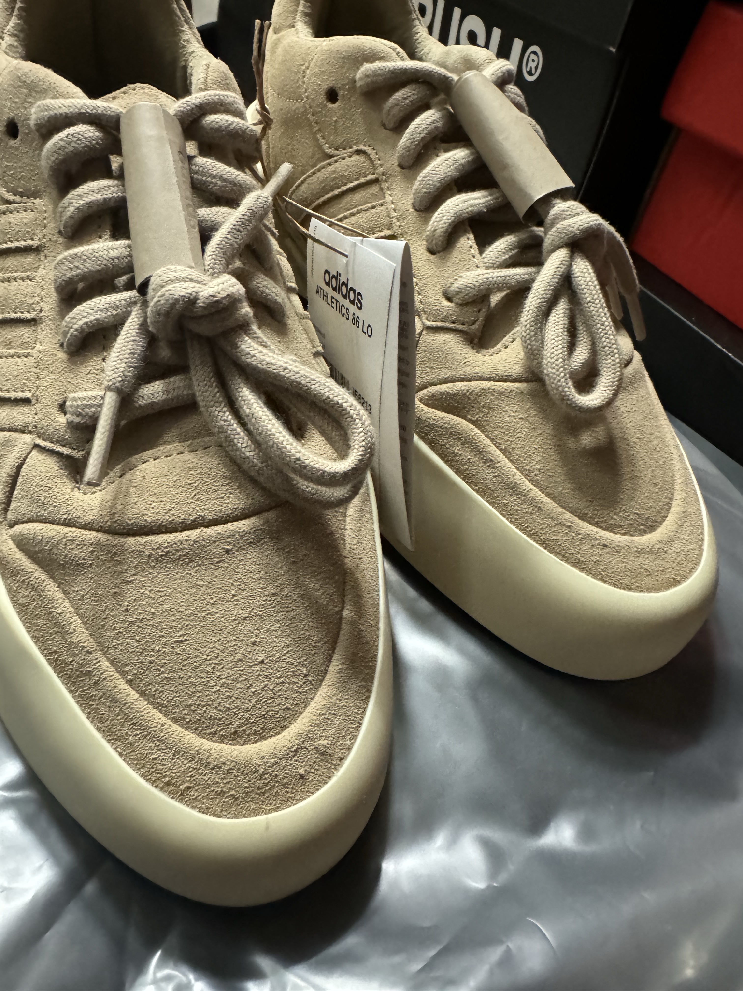 Adidas x Fear of God Athletics 86 Low Clay, Adidas x Fear of God Athletics Heavy Fleece Sweatpants Black - KR Sizing 착용 스타일 - 4