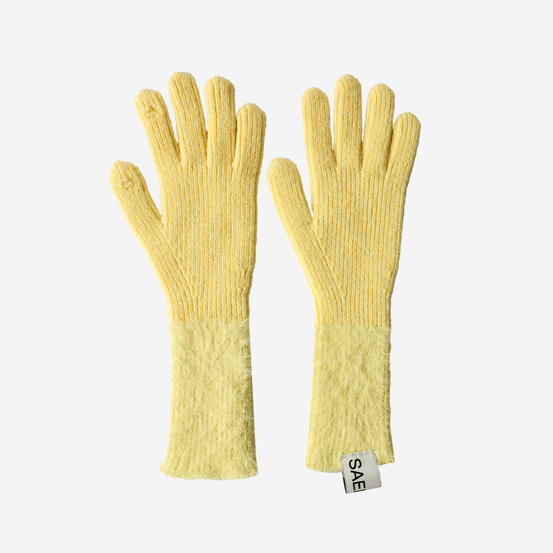 23WTAC015 Saenginstudios Fur Finger Gloves Yellow