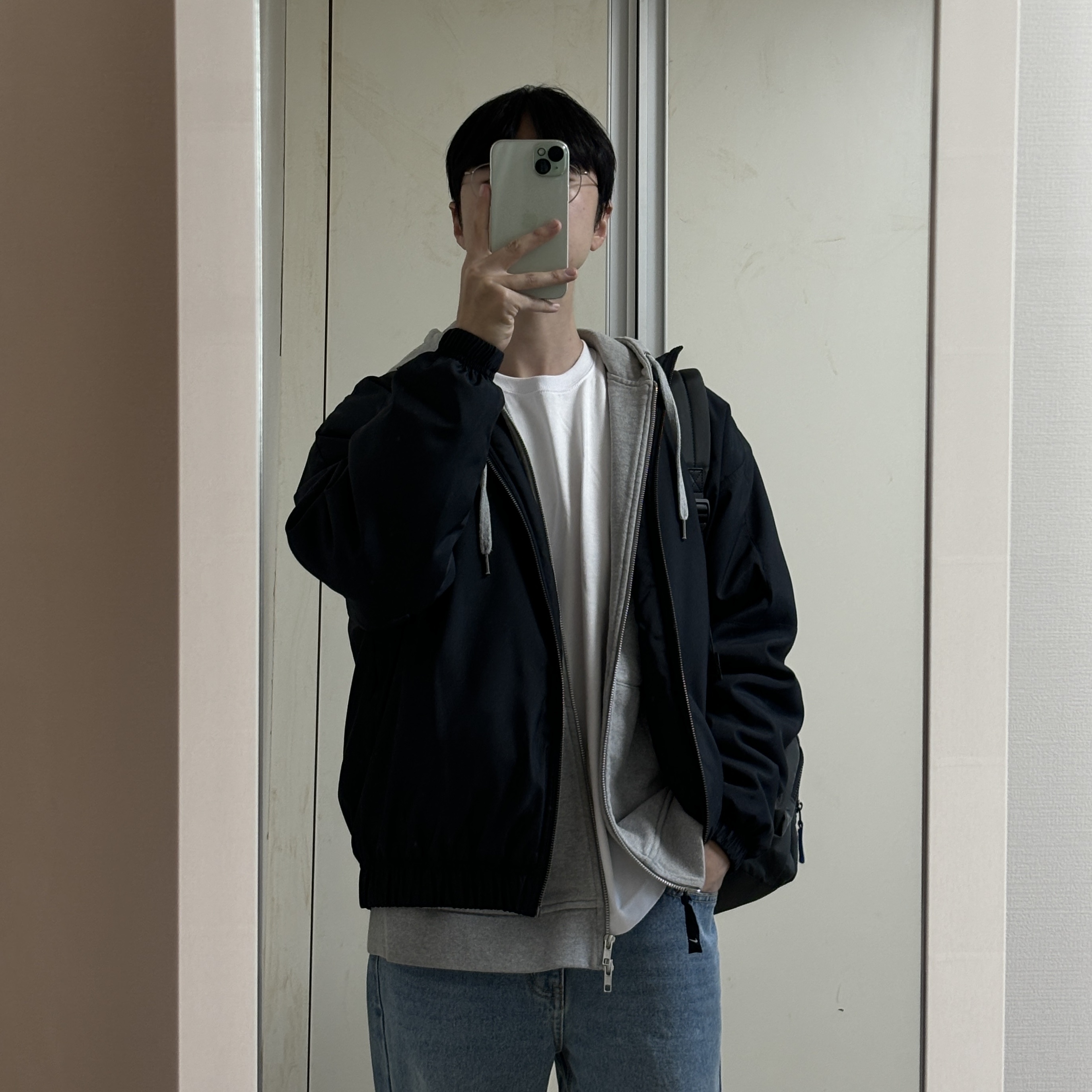 Nike NRG Solo Swoosh Satin Bomber Jacket Black - Asia, Salomon XT-6 Skyline Vanilla Ice Sun Baked 착용 스타일 - 2