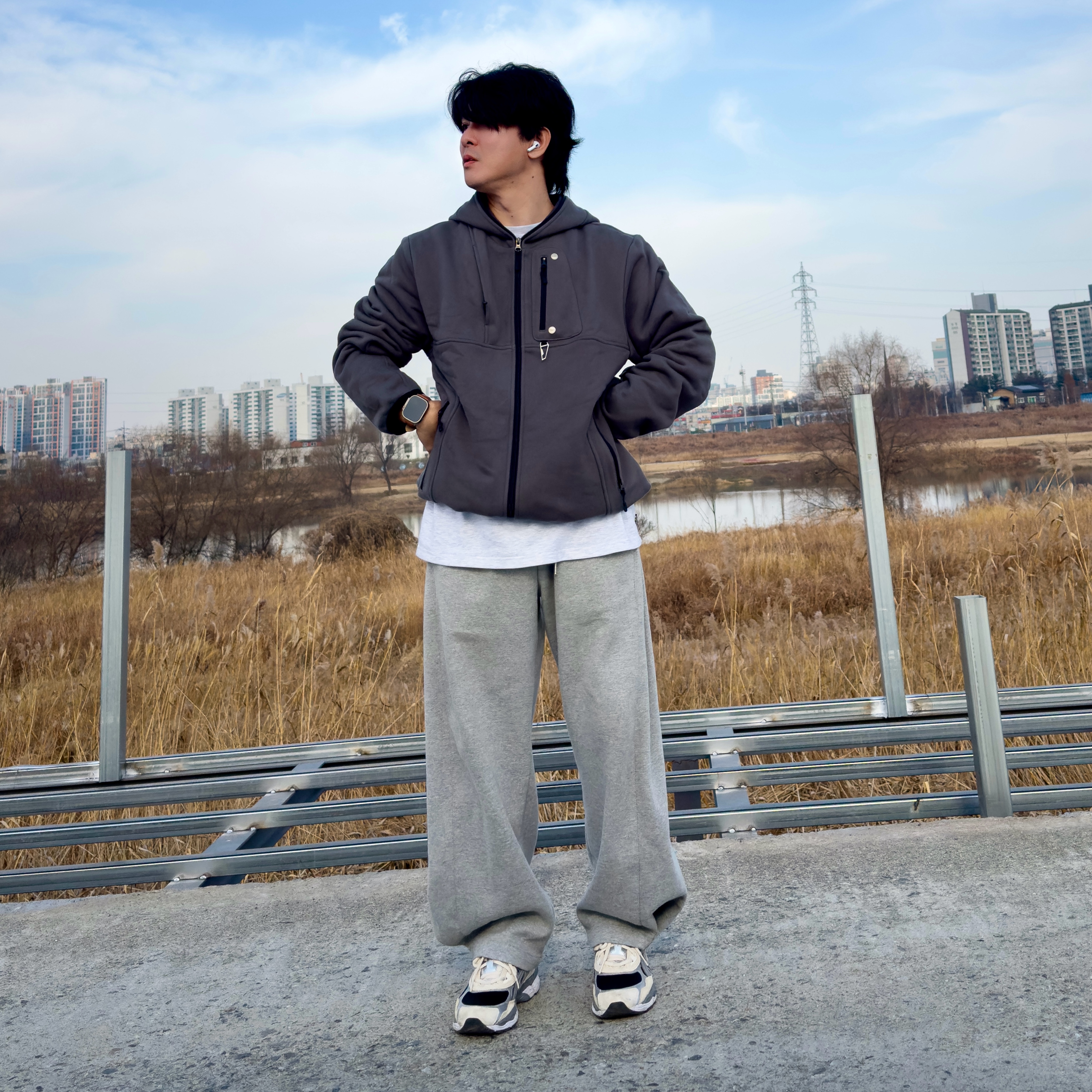 Undermycar Marshall Chest Pocket Balaclava Zip-Up Chimera - 22SS, Asics Gel-NYC Black Clay Grey 착용 스타일 - 1