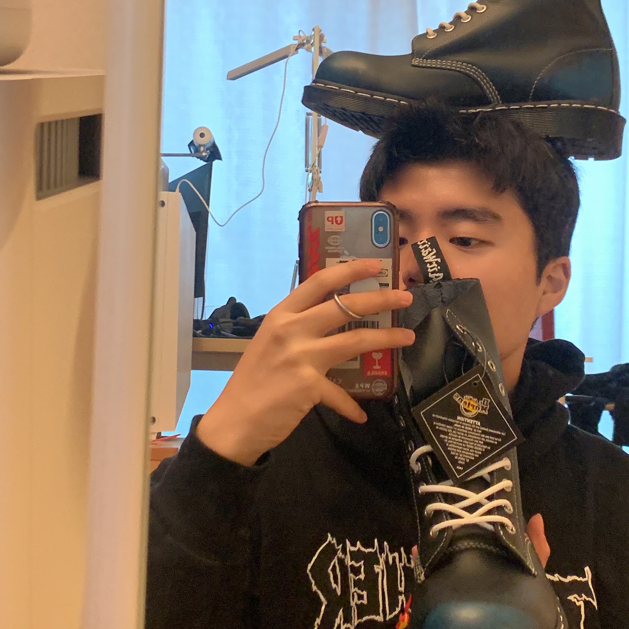 Dr. Martens 1919 Blue Black, Thrasher Cop Car Hood Black 착용 스타일 - 4