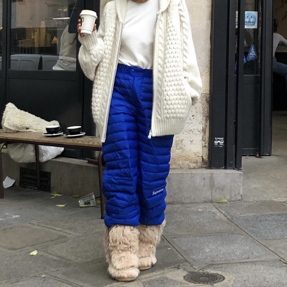 Supreme Micro Down Pant Royal - 23FW, (W) Mou Eskimo 24 All Fur Vanilla 착용 스타일