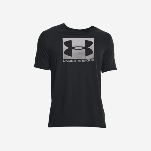 언더아머 박스드 스포츠스타일 숏 슬리브 티셔츠 블랙 그래파이트