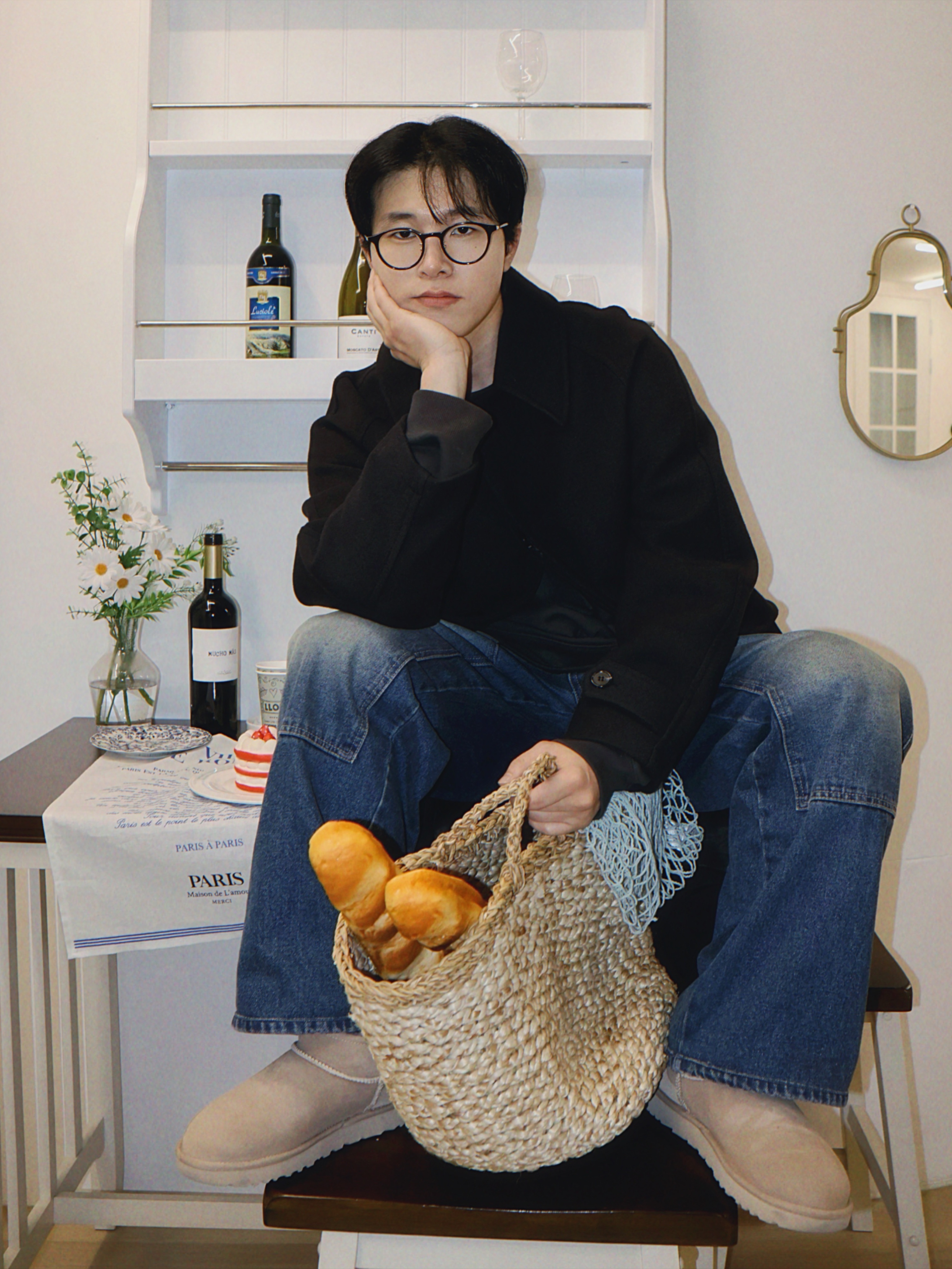 (W) UGG Classic Ultra Mini Boots Sand 착용 스타일 - 1