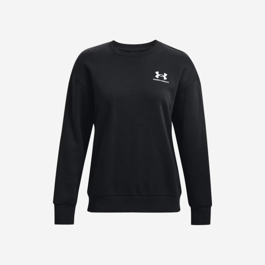 (W) Under Armour Essential Fleece Crew Black White 상세 이미지 1