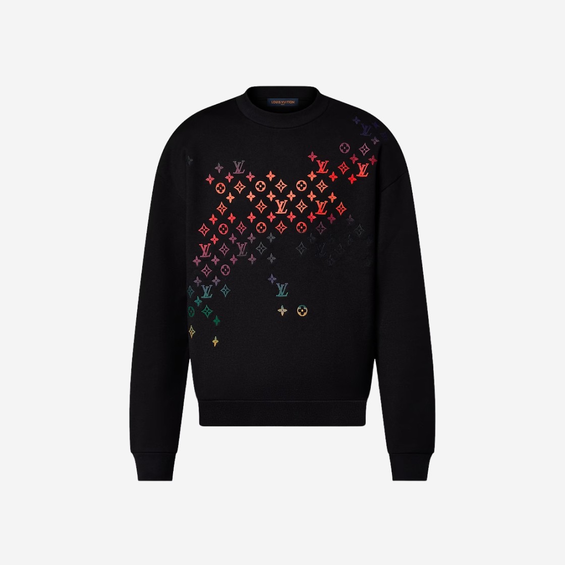 Louis Vuitton Monogram Gradient Embroidered Cotton Sweatshirt Black 상세 이미지 1